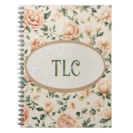 Monogram Ivory and Peach Peony Watercolor Floral Notizblock