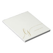 Monogram Ivory Gold Moderne Minimalistische Femini Notizblock (angewinkelt)