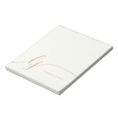 Monogram Ivory Gold Moderne Minimalistische Femini Notizblock (Rotiert)