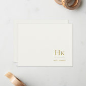 Monogram Ivory Gold Simple Monogrammed Notecard Mitteilungskarte (Vorderseite/Rückseite Beispiel)