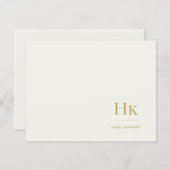 Monogram Ivory Gold Simple Monogrammed Notecard Mitteilungskarte (Vorne/Hinten)