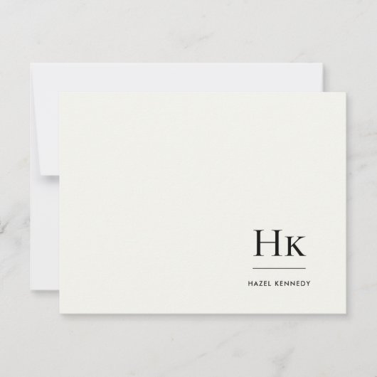 Monogram Ivory Simple Monogrammed Social Notecard Mitteilungskarte (Vorderseite)