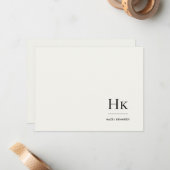 Monogram Ivory Simple Monogrammed Social Notecard Mitteilungskarte (Vorderseite/Rückseite Beispiel)