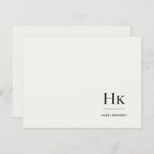 Monogram Ivory Simple Monogrammed Social Notecard Mitteilungskarte (Vorne/Hinten)