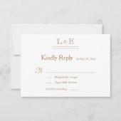 Monogram Ivory White Gold Ampersand Wedding RSVP Einladung (Vorderseite)