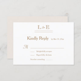 Monogram Ivory White Gold Ampersand Wedding RSVP Einladung