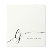 Monogram Ivory White Modern Minimalistisch Feminin Notizblock (Vorderseite)