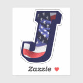 Monogram J American Flag Letter J Initial USA Aufkleber (Blatt)