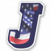 Monogram J American Flag Letter J Initial USA Aufkleber (Vorderseite)