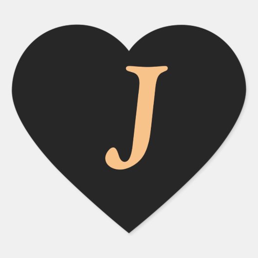 Monogram J gold color in Midnight black, Heart Sti Herz-Aufkleber (Vorderseite)