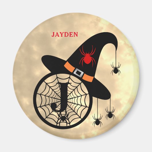 Monogram J Halloween Sky Hexen Spiders Name Magnet (Vorne)