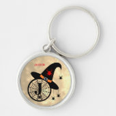 Monogram J Halloween Sky Hexenspinnen Name Schlüsselanhänger (Vorne)