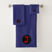 Monogram J in Red Bath Towel Set (Insitu)