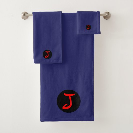 Monogram J in Red Bath Towel Set (Insitu)