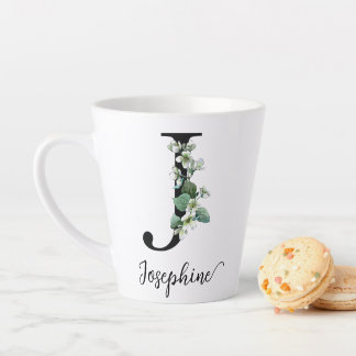 Monogram J Individuelle Name Jasmine Blume Elegant Milchtasse