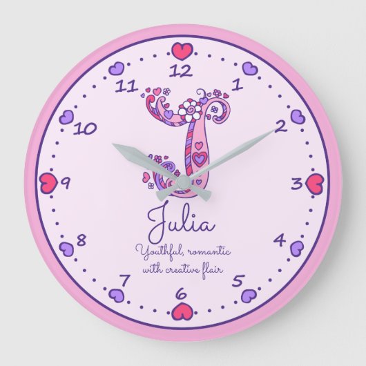 Monogram J Juila herzen Name bedeutet Uhr (Vorderseite)