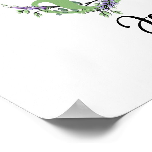 Monogram J Lavender Eucalyptus Kinderzimmer Poster (Ecke)