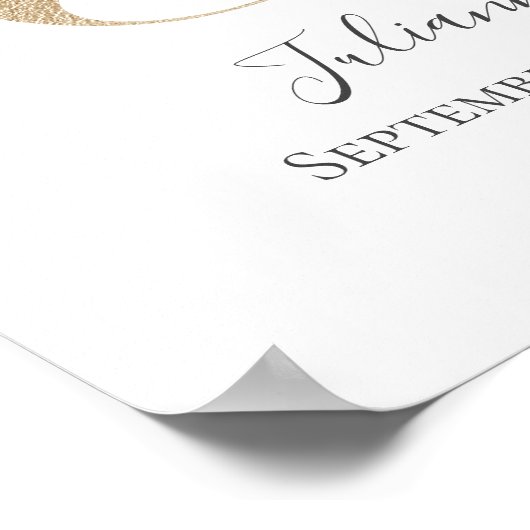 Monogram J Pink White Floral Gold Letter Kinderzim Poster (Ecke)