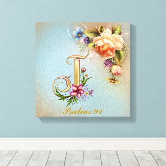 Monogram J Premium Wrapped Canvas (Gloss) Leinwanddruck (Insitu (Holzboden))