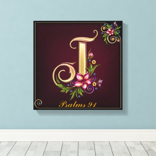 Monogram J Premium Wrapped Canvas (Gloss) Leinwanddruck (Insitu (Holzboden))
