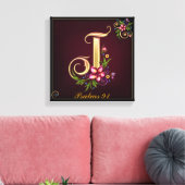 Monogram J Premium Wrapped Canvas (Gloss) Leinwanddruck (Insitu (Wohnzimmer))