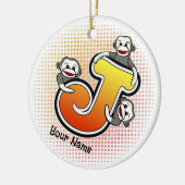 Monogram J Sock Monkey Keramik Ornament (Links)