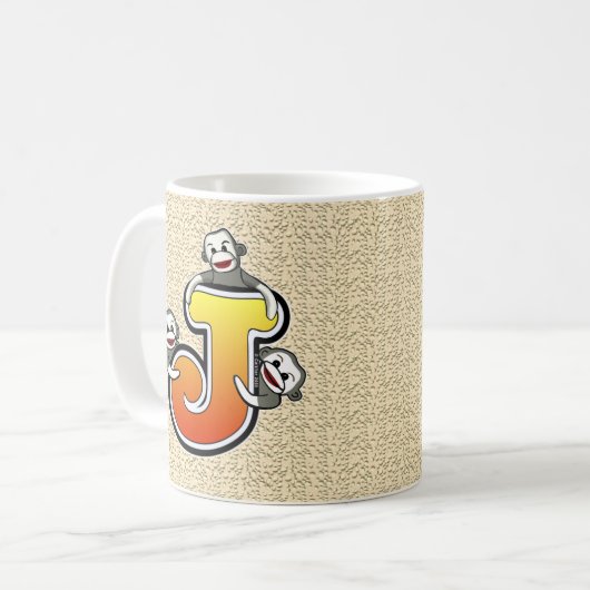 Monogram J Sock Monkey-Tasse Kaffeetasse (Vorderseite Links)