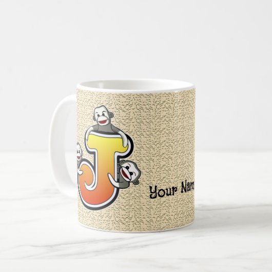 Monogram J Sock Monkey-Tasse Kaffeetasse (Vorderseite Links)