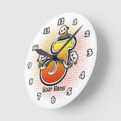 Monogram J Sock Monkey-Uhr Runde Wanduhr (Winkel)