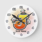 Monogram J Sock Monkey-Uhr Runde Wanduhr (Vorderseite)