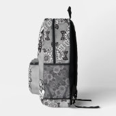 Monogram "J" Sunflower Pattern Black and White DIY Bedruckter Rucksack (Rechts)