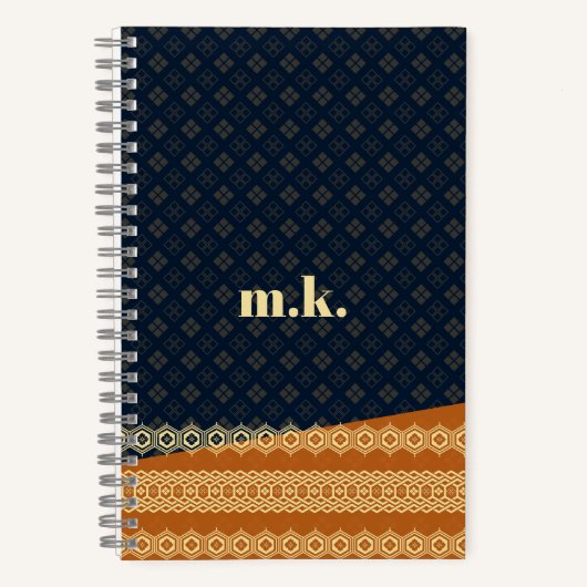 Monogram Japanese Tortoise Diamond Pattern Notizblock (Vorderseite)