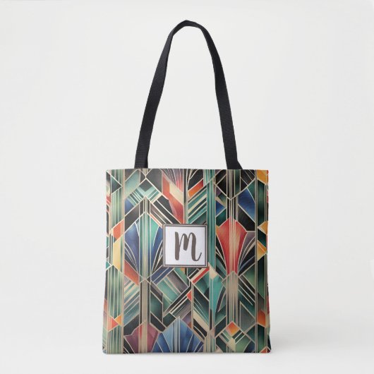 Monogram Jazzy Geometric Elegant Classic Boho Tasche (Vorderseite)