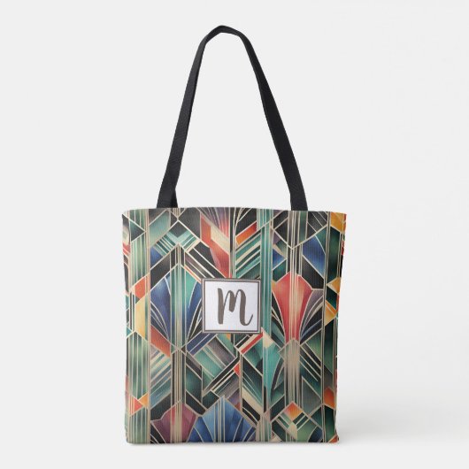 Monogram Jazzy Geometric Elegant Classic Boho Tasche (Rückseite)