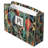 Monogram Jazzy Geometrisch Elegant Klassisch Boho Große Geschenktüte (Rückseite Schrägansicht)