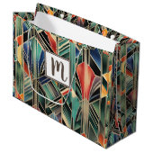 Monogram Jazzy Geometrisch Elegant Klassisch Boho Große Geschenktüte (Vorderseite Schrägansicht)