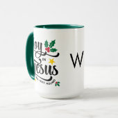 Monogram JOY IN JESUS Christian Christmas  Tasse (Vorderseite Links)