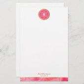 MONOGRAM Jüdischer Stern fett-Block Koralle rosa G Briefpapier (Vorne/Hinten)