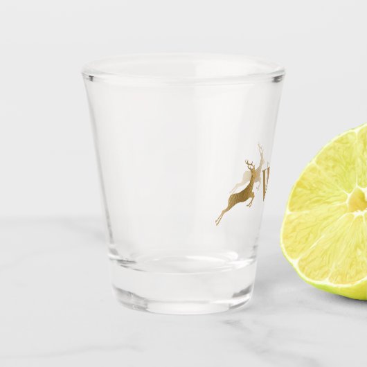 Monogram Jumping Deer Gold Schnapsglas (Links)