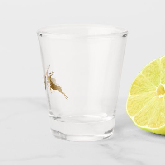 Monogram Jumping Deer Gold Schnapsglas (Rechts)