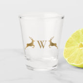 Monogram Jumping Deer Gold Schnapsglas (Vorderseite)