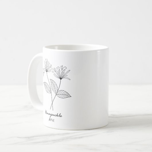 Monogram June Birth Month Blume Kaffeetasse (Vorderseite Links)