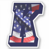 Monogram K American Flag Letter K Initial USA Aufkleber (Vorderseite)