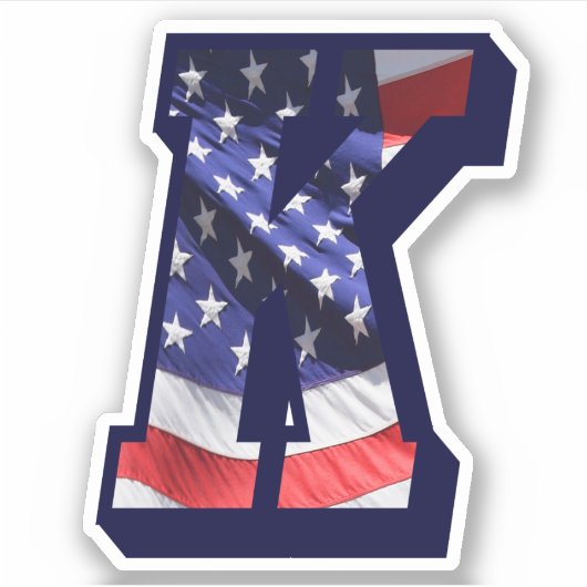 Monogram K American Flag Letter K Initial USA Aufkleber (Vorderseite)