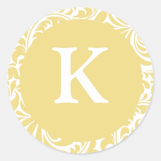 Monogram K Antique Gold Personalizable Einladung Runder Aufkleber (Vorderseite)