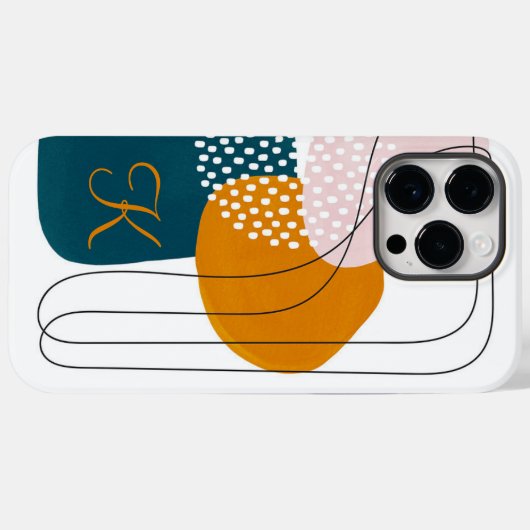 Monogram K Aquamarin Orange Boho Abstrakt Art Case-Mate iPhone Hülle (Rückseite (Horizontal))