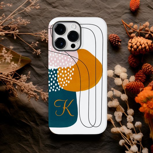 Monogram K Aquamarin Orange Boho Abstrakt Art Case-Mate iPhone Hülle