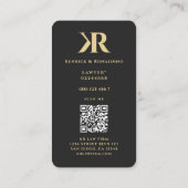 Monogram K Black Gold Visitenkarte (Rückseite)