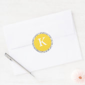 Monogram K Canary Yellow Anpassbare Siegel für uns Runder Aufkleber (Umschlag)