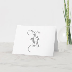 Monogram K Cards für Hochzeiten, grau-weiß